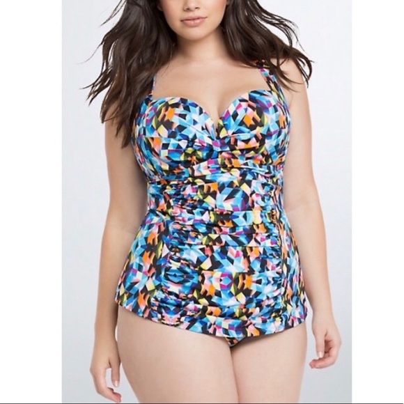torrid Other - Torrid Blue Geometric Swimsuit Set 1 1X